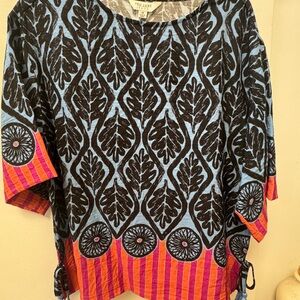 Tru Luxe Jeans Black and Blue Patterned Blouse